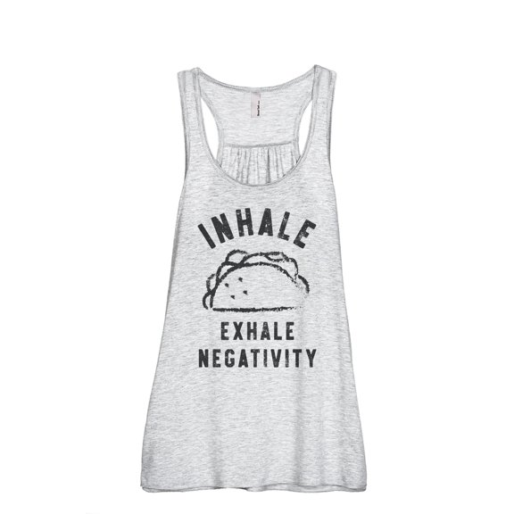 Inhale Tacos Exhale Negativity Women's Fashion Sleeveless Flowy Racerback Workout Yoga Tank Top Sport Grey Small