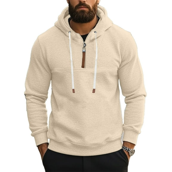 Mens Hoodie Half Zip Fleece Hoodys Top Breathable Fleece Sweatshirt Windproof Gym Training Tops Casual Fall Lounge Wear Lightweight Combat Jacket Tactical Hoody Coat for Athletic