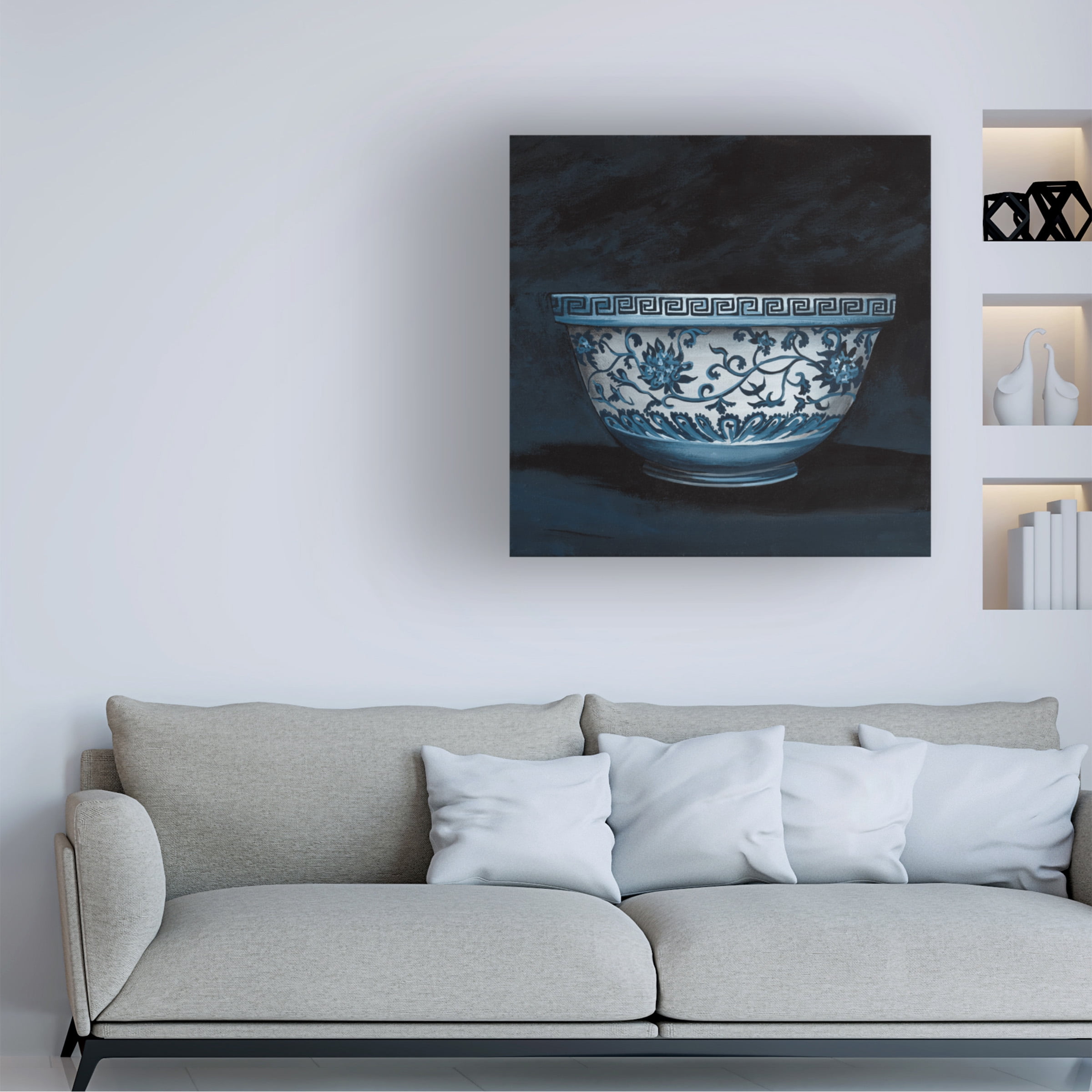 Debbi Wetzel 'Flower Blue N White' Canvas Art