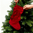 thumbnail image 2 of 1 Pack Bow Christmas Stockings, 17.7 inches Velvet Christmas Stocking Hanging Xmas Tree Decor for Home Winter Holiday Festival Party Fireplace Mantel Xmas Tree Hanging Ornament(Red,17.7x9.8"), 2 of 9
