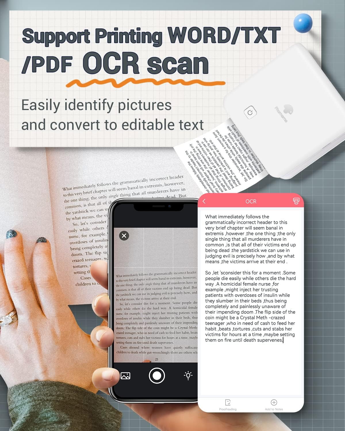 Phomemo M02 Pro Portable Bluetooth Thermal Sticker Printer for Photo Printing, Study Notes, DIY Cards, and Creative Projects(White)