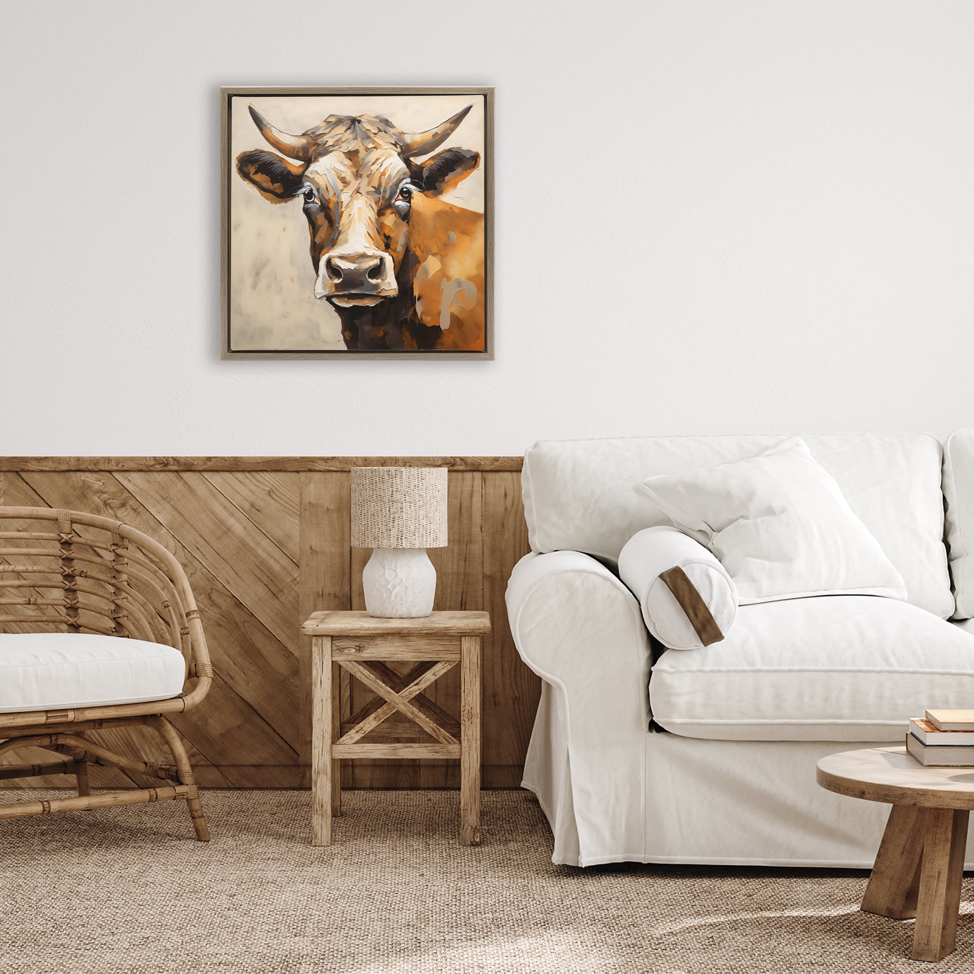 Stupell Industries Beautiful Brown Bovine Brown Framed Floater Canvas Wall Art, design by Creative Studio