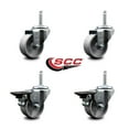 thumbnail image 2 of 3 Inch Semi Steel Wheel Swivel 5/8 Inch Threaded Stem Caster Set 2 Brakes SCC, 2 of 2