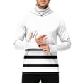 thumbnail image 4 of LTTVQM Men’s Full Coverage Breathable Sun Protection Hooded Pullover Clean Two Tone Striped Print Integrated Face Gaiter Light Cooling Outdoor Hiking Shirt White 2XL, 4 of 6
