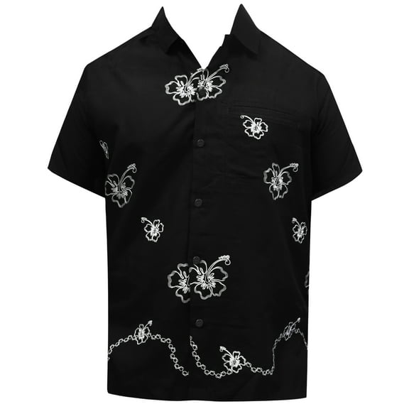 HAPPY BAY Men's Button Down Hawaiian Shirt Stylish Beach Short Sleeves Aloha Party Casual Tops Summer Funky Holidays Shirts XS Hibiscus_AE91