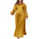 thumbnail image 4 of Vestidos Maxi de Talla Grande para Mujeres Agnes Orinda, con Mangas Largas de Linterna, Fluidos y Plisados, Talla 3X, Color Dorado, 4 of 5