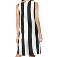 thumbnail image 2 of Black and White Vertical Stripes Spring Summer Dresses for Women Fashion T-shirt Dress Casual Sleeveless Loose Sundress with Pockets, 2 of 5