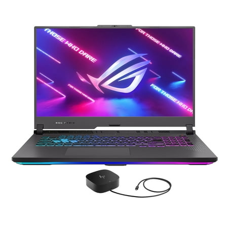 ASUS ROG Strix G17 G713 Gaming/Entertainment Laptop (AMD Ryzen 9 7945HX 16-Core, 17.3in 240Hz 2K Quad HD (2560x1440), GeForce RTX 4070, Win 11 Pro) with G5 Essential Dock