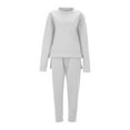 thumbnail image 3 of Mrat Long Sleeve Blouse Set New Sweatsuits for Women Fashion Jogger Sets 2 Piece Casual Irregular Hem Sweatshirt Sweatpant Tracksuits S-86 White XXL, 3 of 4