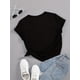 thumbnail image 2 of Smile Every Day" Graphic Black T-Shirt - Soft Cotton, Crew Neck, Short Sleeve, Knot Detail, Machine Washable - Casual Summer Tee for Women, Laidback Outfit|Crew Neck Shirt, 2 of 6