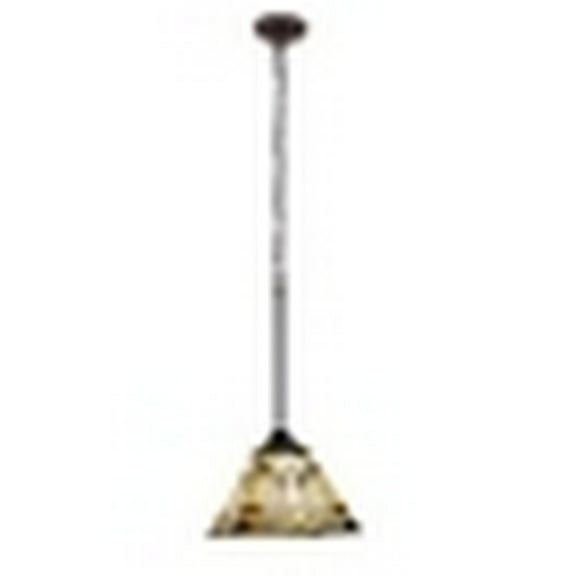 CHLOE Lighting KINSEY Tiffany-Style Blackish Bronze 1-Light Mission Mini-Pendant 8" Shade