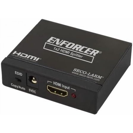 Seco-Larm MVD-AH12-01Q Enforcer 4K HDMI Splitter, 2 HDMI Outputs, HDR Support, Supports up to 4K at 60Hz Resolution and 3D Video, 5VDC Power Supply Included