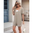 thumbnail image 4 of Gdvsclr Womens Summer Short Sleeve Romper Loose Casual V Neck Shorts Overalls Ladies Dressy Comfy Jumpsuits with Pockets Khaki M, 4 of 6