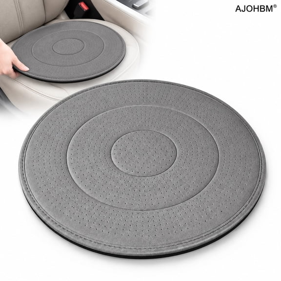 AJOHBM 360° Swivel Rotating Car Seat Cushion, Breathable Perforated Auto Transfer Pad for Elderly, Pregnant Women, Universal All Season Non-Slip Vehicle Seat Mat