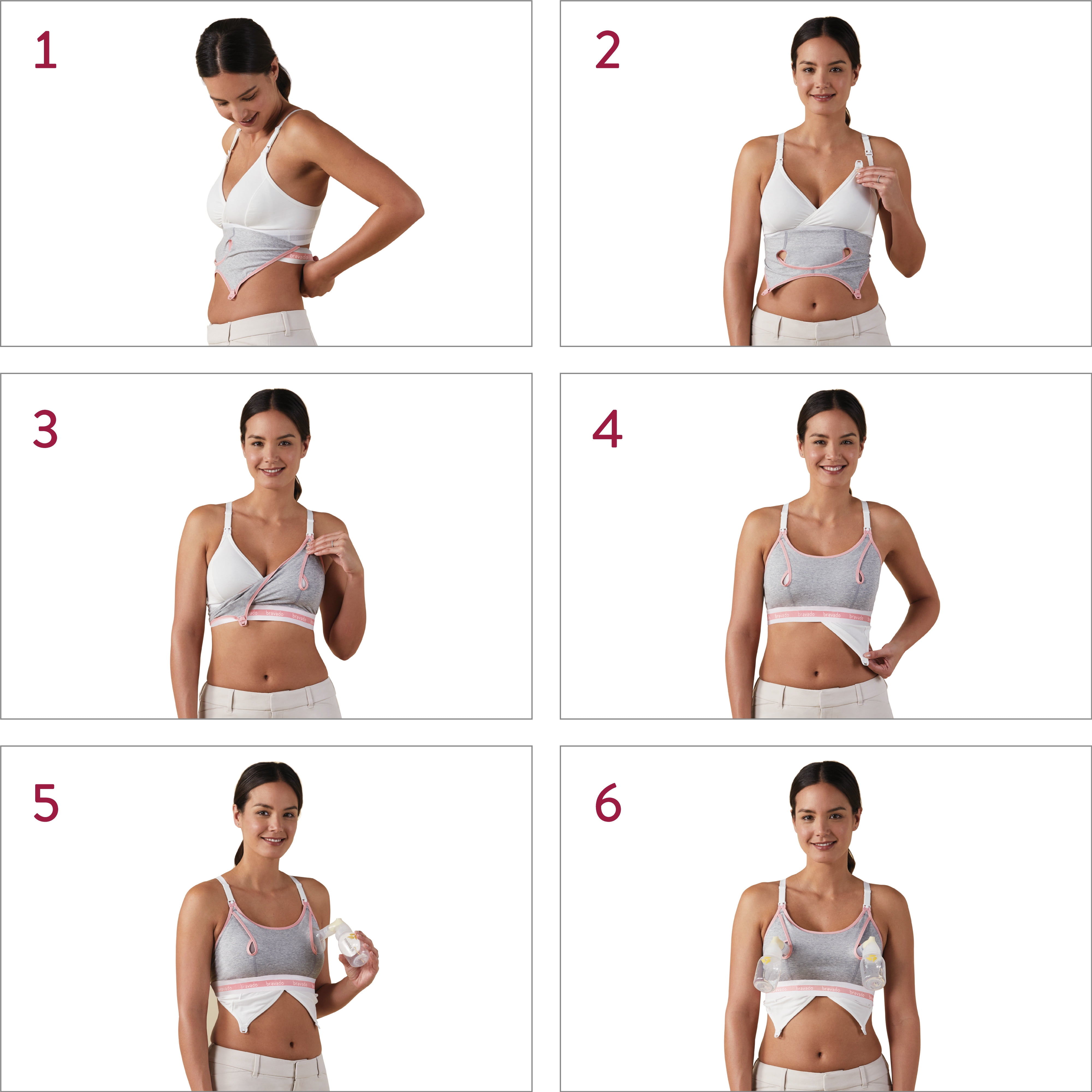 BRAVADO! DESIGNS Women’s Hands-Free Clip and Pump Strapless Pumping Accessory | Dove Heather | M