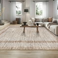thumbnail image 3 of 8x10 Large Washable Area Rug Modern Bordered Rug Distressed Geometric Floor Carpet, Soft Non Slip Rug, Low Pile Non Shedding Rug, Indoor Brown Rug for Bedroom, Living Room, 3 of 20