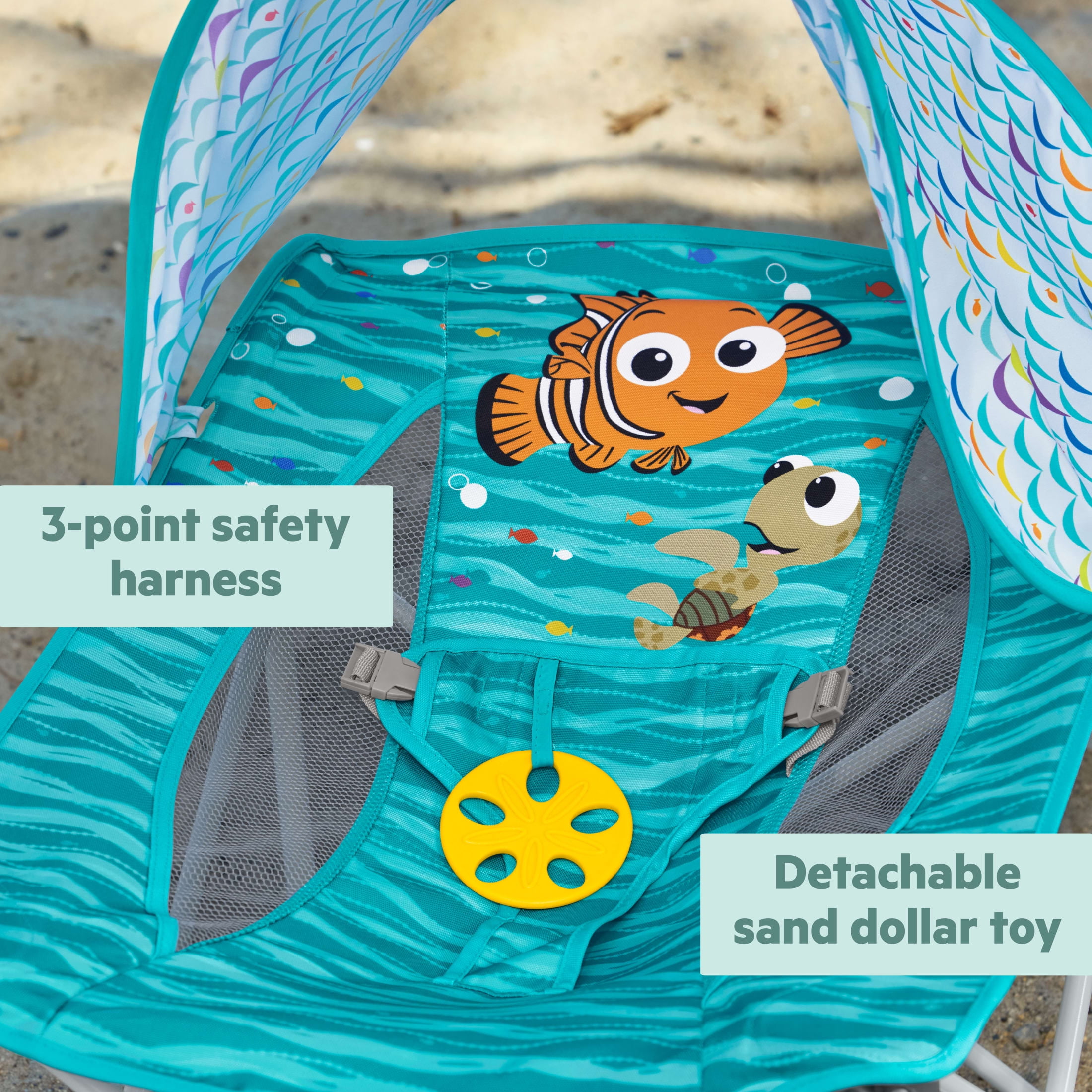 Bright Starts Disney Baby Finding Nemo Pop 'N Chill Travel Seat, Blue, Unisex, Newborn