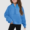 thumbnail image 2 of Generic Clearance Clothing Half Zip Crop Sweatshirt for Girls Long Sleeve Pullover Tops Kids Lightweight Winter Clothes for Casual Soft Comfortable Clothes4-5 YearsA-Blue, 2 of 3