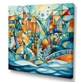 thumbnail image 2 of Designart "Blue And Orange Language Of Lines II" Modern Geometric Wall Art Print, 2 of 5