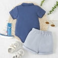 thumbnail image 5 of Baby Onesies Boy Baby Boy Clothes Short Sleeve Striped Romper Solid Short Set Ribbed Knitted Summer Outfit, 5 of 7