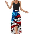 thumbnail image 1 of WISEFIN Women American Flag Print Patchwork Irregular Hem Halter Slip Dress, 1 of 2