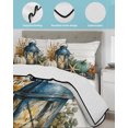 thumbnail image 3 of Twin XL Quilt Bedding Set, Coastal Pumpkins Reversible Summer Quilt 3 Pieces, Fall Vintage Nautical Starfish Wood Grain Lightweight Bedspreads Coverlets with 2 Pillow Shams for All Seasons, 3 of 5