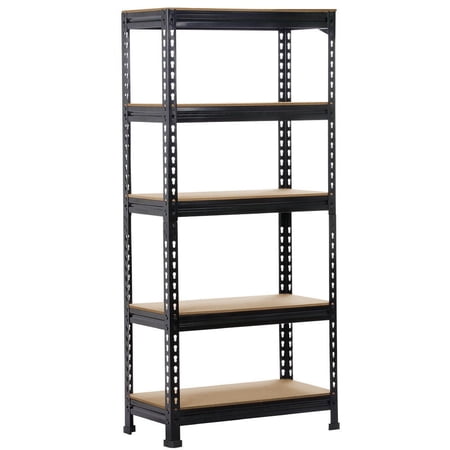 Alden Design Adjustable Metal 12"W x 27.6"D x 59.1"H 5-Shelf Garage Shelves, Black