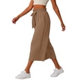thumbnail image 5 of Stamzod Women's Capri Pants Summer Casual Loose Palazzo Wide Leg Capri Pants with Pockets Fashion Clothing Khaki-4 XL, 5 of 6