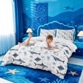 thumbnail image 3 of meiyoeat Soft Ocean Animal Bedding For Boys,Shark Pattern Duvet Cover Full,Reversible,3-Piece,1 Duvet Cover and 2 Pillowcases, 3 of 6