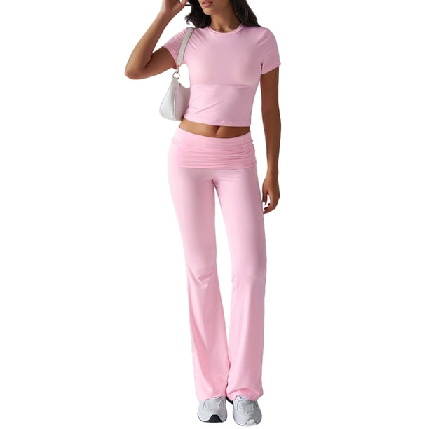 Pantalón de Traje de Corta Ajustado de Color Liso Rosa M
