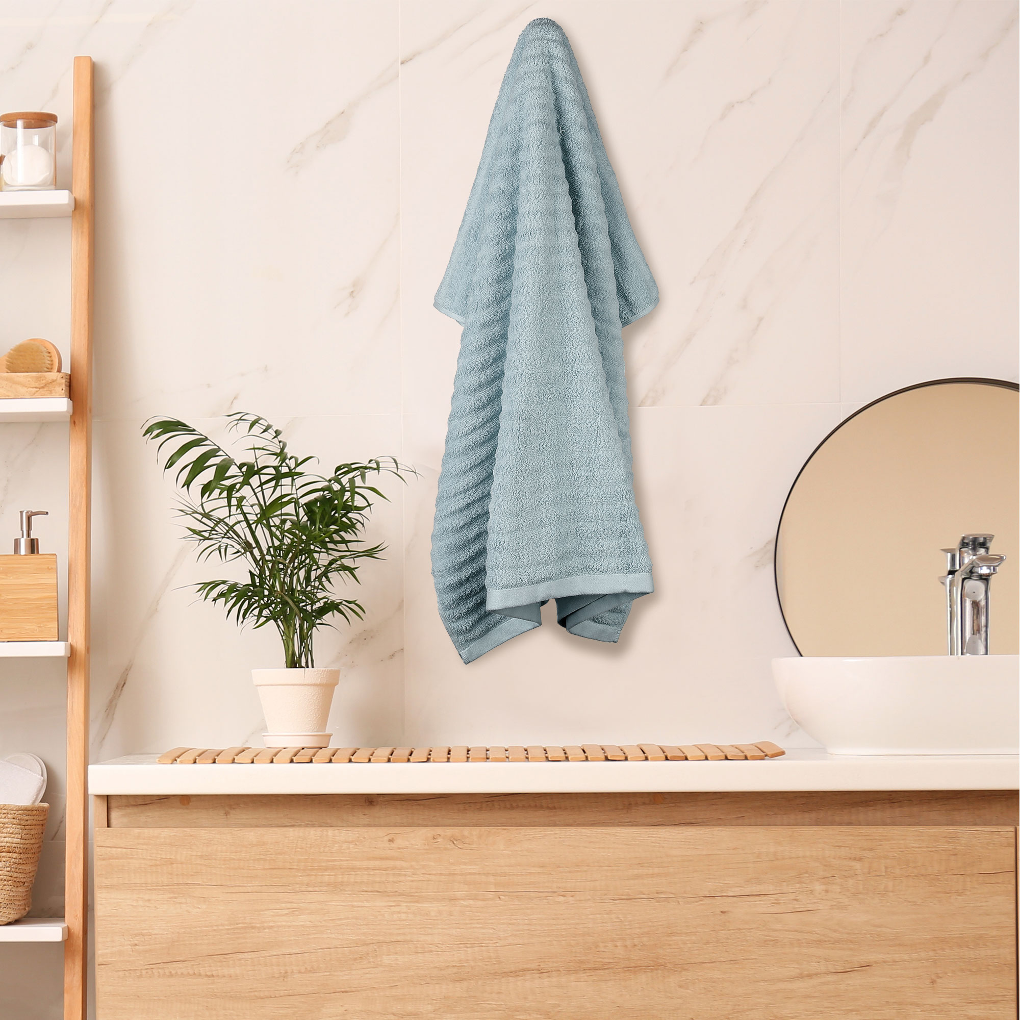 PiccoCasa 2 Piece Bath Towels 27"x54" 510GSM Thick Oversized Absorbent Spa Blue