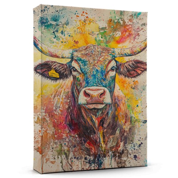 Cattle Ankole Watusi Canvas Wall Art Animal Decor, Cattle Ankole Watusi Canvas Prints Wild Animal Artwork for Living Room Bedroom Office 190HD139