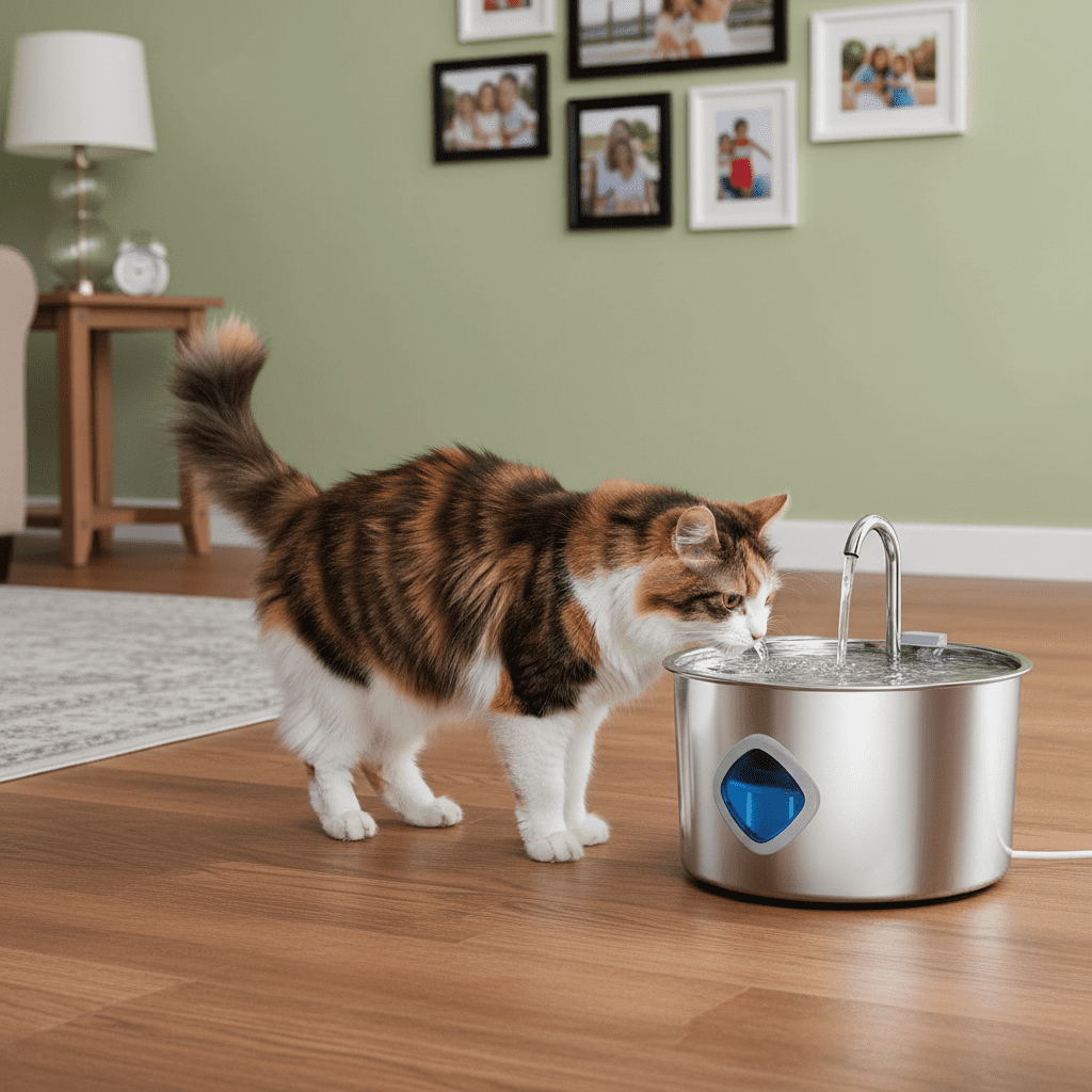 Stainless Steel Pet Drinking Water Fountain with Replacement Filters,Cat Dog Automatic Water Dispenser,Electric Drinking Bowl for Pet
