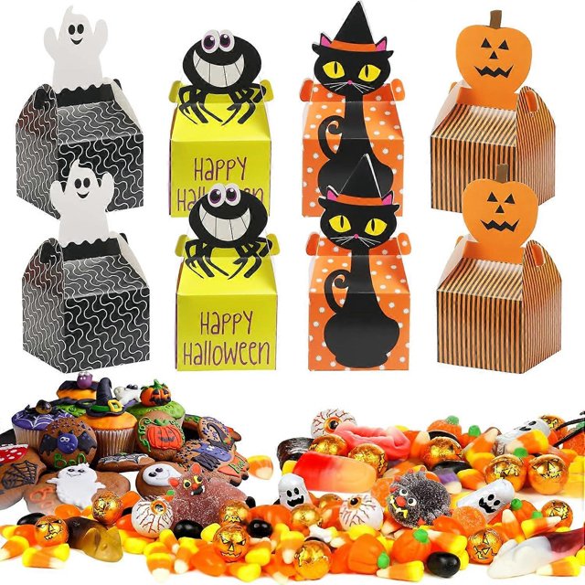 32 PCS Halloween Gift Box, Halloween Paper Gift Boxes,Witch Pumpkin Candy Box Halloween Decoration for Cookies Chocolate Rice Children Kids Gifts