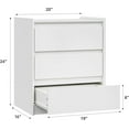 thumbnail image 2 of 3 Drawers White Nightstand Set of 2 with Charging Station, 24" Tall Bedside Table End Table for Bedroom or Living Room, 2 of 10