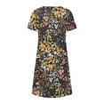 thumbnail image 5 of Dyegold Sundresses for Women Casual Summer - Holiday Dresses for Women Crewneck Short Sleeve Floral Print Pleated Front Ruffle A Line Beach Cute Maxi ​​Sundress, 5 of 5