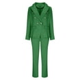 thumbnail image 6 of Jinhomg Business Casual Suits for Women 2 Piece Fashion Office Work Outfits Plain Open Front Blazer Jackets with Dress Pants Green M, 6 of 9