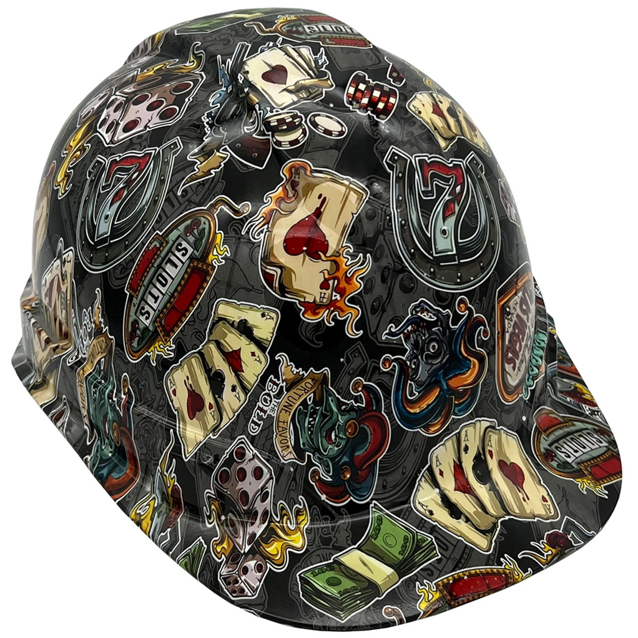 Vegas Baby Hydro Dipped Hard Hats Cap Style Design with 4 Pt Suspension