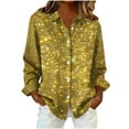 thumbnail image 3 of jobturf Button Down Shirts for Women Dressy Casual Sparkle Party Tops Lightweight Basic Tees Fall Winter Fashion Collared Long Sleeve Blouses, 3 of 7