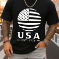 thumbnail image 1 of USA Est. 1776 Flag T-Shirt Men's Crew Neck T-shirts Black Gifts Limited Edition Casual Attire, Perfect for the Office, Dates, and Outings Casual Sportswear Summer and Spring Season Suitable as a, 1 of 5