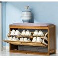 thumbnail image 2 of Shoe Bench with Cushion, Small Shoe Rack with Flip Drawer and Padded Seat, Shoe Cabinet Organizer for Entryway, Hallway, Front Door, 2 of 6