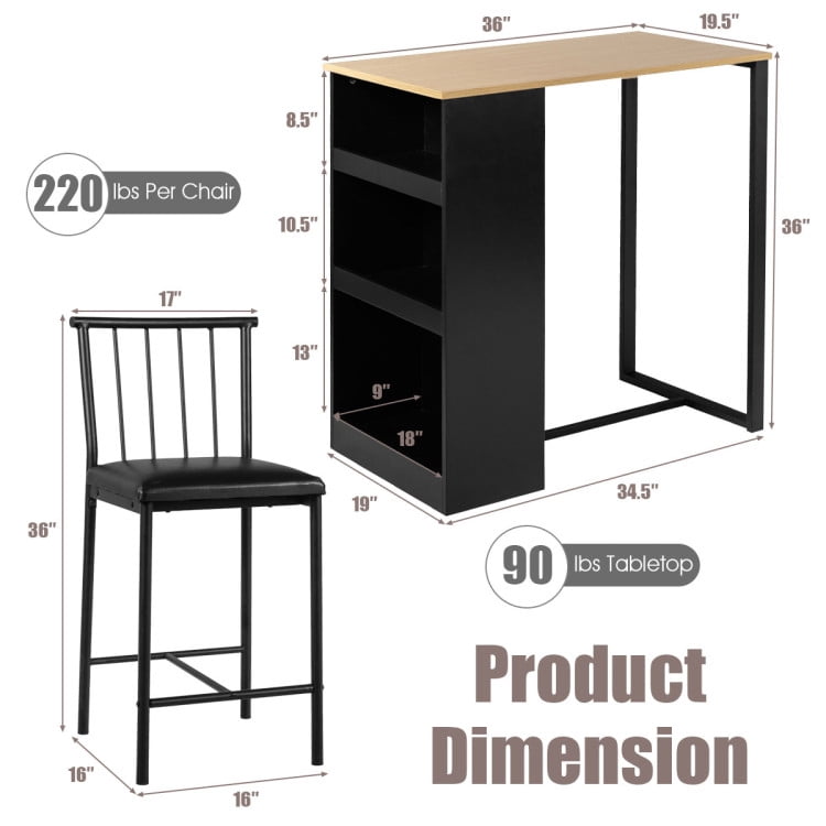 Finihen Dining Set, Dining Table Set, 3 Piece Counter Height Pub, for Home, Restaurant, Natural Finihen Dining Set, Dining Table Set, 3 Piece Counter Height Pub, for Home, Restaurant, Natural