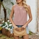 thumbnail image 4 of Camiseta sin mangas de color liso con cuello redondo y pliegues de encaje para mujer - Detalles femeninos, lavable a máquina, tallas S-XXL, contorno de pecho 93-119 cm, 4 of 8