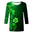 thumbnail image 5 of ABATAB Plus Size St Patricks Day Shirt for Women Shamrock 3/4 Sleeve Crewneck Tshirts St Paddys Day Gift Casual Tee Tops Clothes, 5 of 6