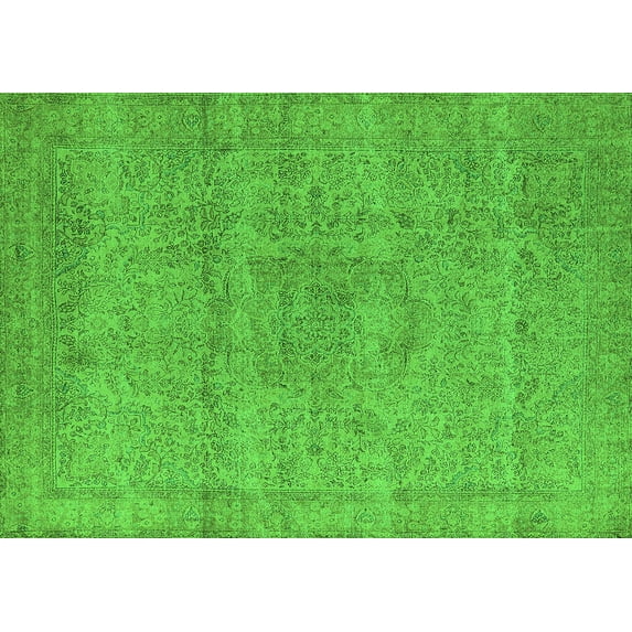 Ahgly Company Indoor Rectangle Oriental Green Industrial Area Rugs, 2' x 3'