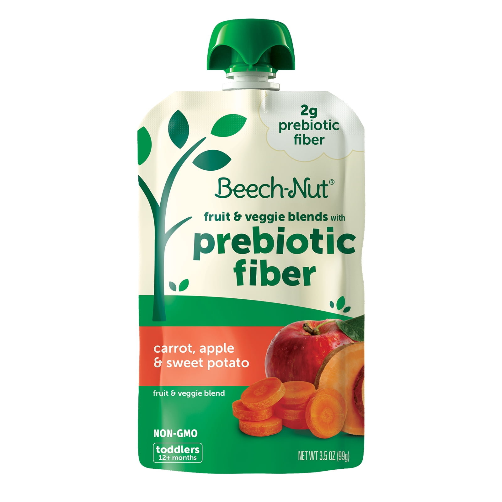 Beech-Nut Prebiotic Fiber Stage 4 Toddler Food, Carrot Apple & Sweet Potato, 3.5 oz Pouch