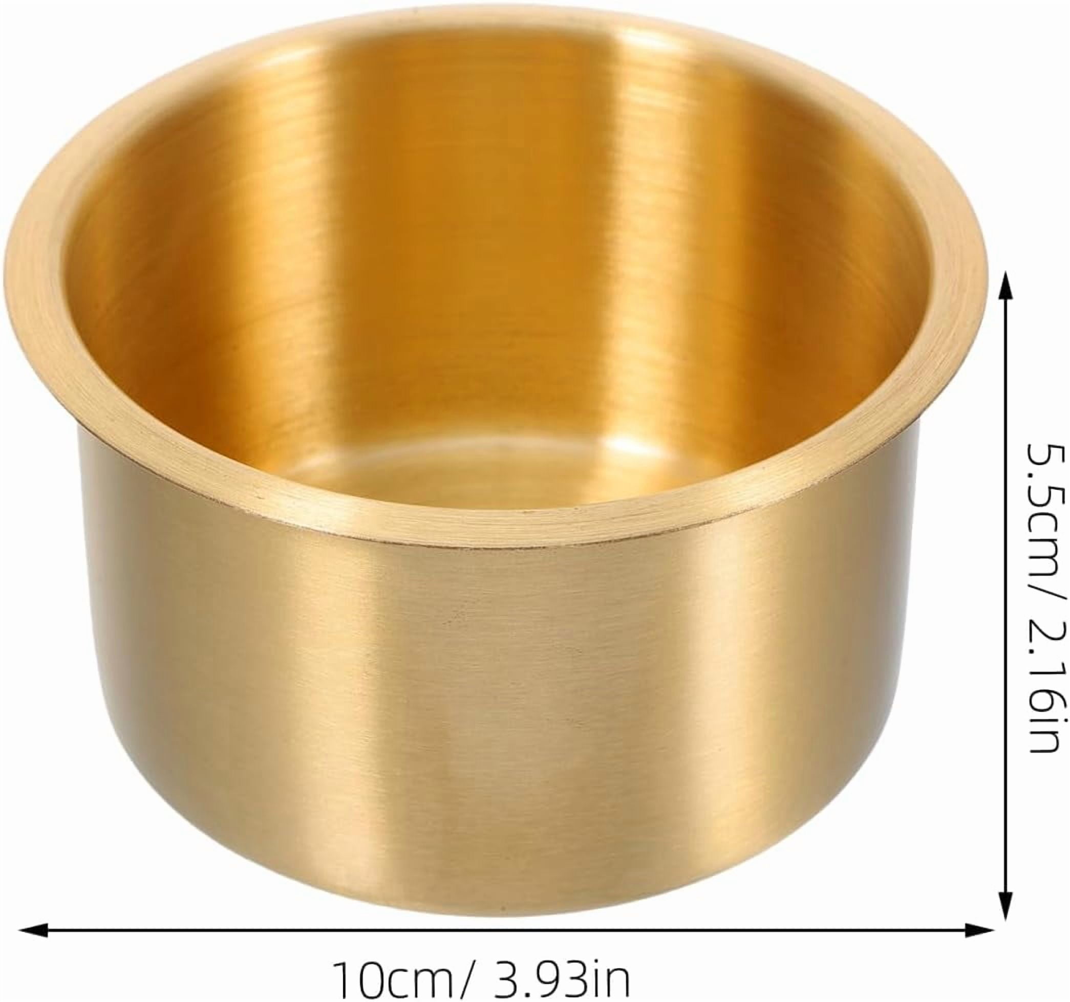 ABCISI 2pcs Copper Cup Holders for Storage, Stainless Steel with Brass Plating, Universal Drink Holders Fit Rvs Boats Cars and Trucks, 4.01 X 4.01 X 4.33 Inch, Gold