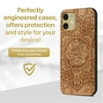 thumbnail image 2 of Case Yard Wooden Case Outside Soft TPU Silicone, Slim Fit Shockproof Wood Protective Phone Cover for Girls Boys Men and Women, Supports Wireless Charging Rose Flower Design case for iPhone-12-Mini, 2 of 7