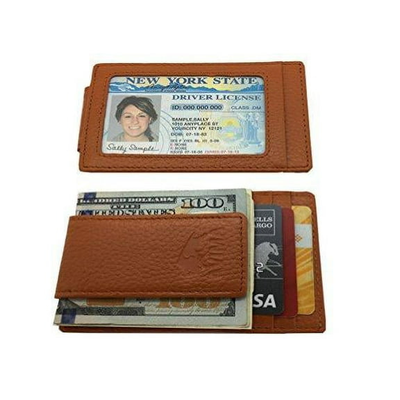 AVIMA Money Clip, Slim Front Pocket Wallet, Leather RFID Blocking Strong Magnet