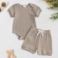 thumbnail image 2 of CAUYDY Boys Bodysuit for Newborn Baby Boy Short Sleeve Romper Set Toddler Fall Winter Clothes Infant Gift 3 6 9 12 18 24 Months Sizes 6-9 Months,Khaki, 2 of 8
